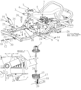 Deck Lift 1 Diagram and Parts List for ZT1-46KH (17RREACN010)(2021) Cub Cadet Lawn Tractor
